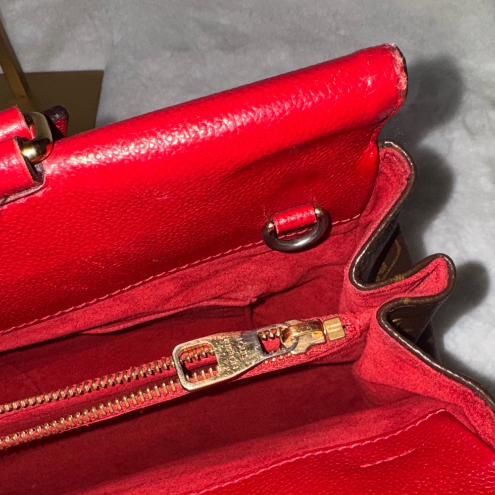 Louis Vuitton Red and Brown Monogram Top-Handle Satchel with Gold Hardware - Picture 7 of 8
